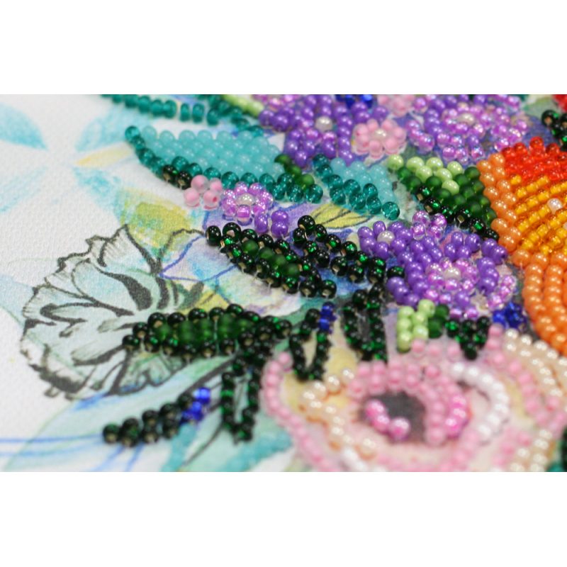 Midi Bead Embroidery Kit on Art Canvas "Blooming flowers"