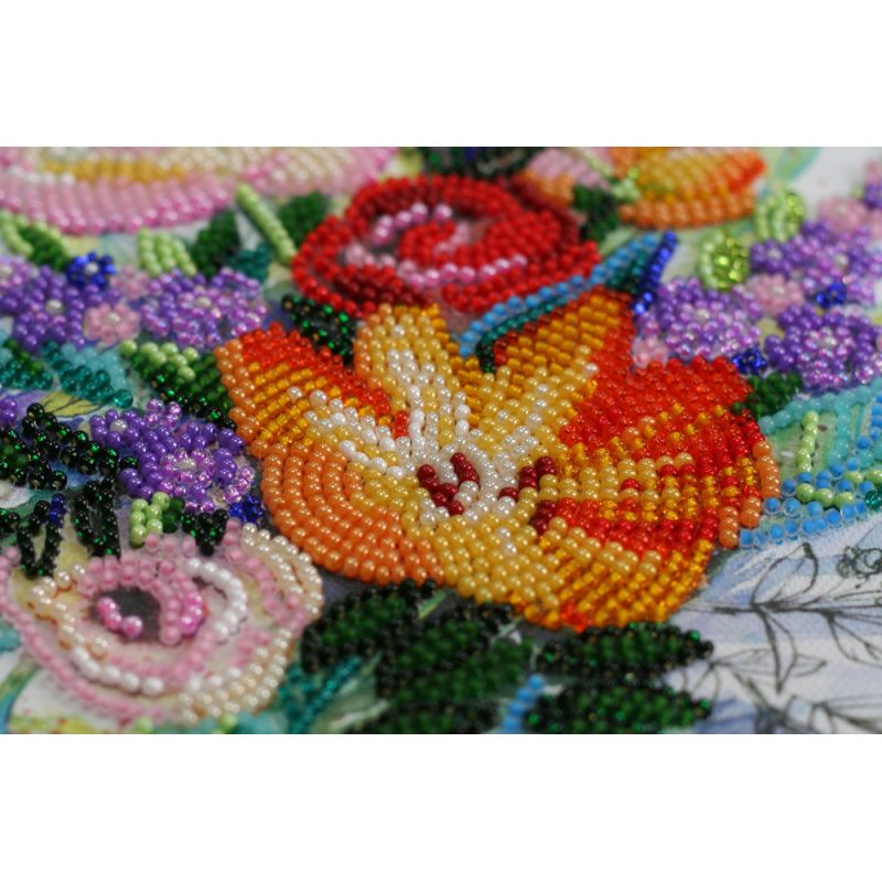 Midi Bead Embroidery Kit on Art Canvas "Blooming flowers"
