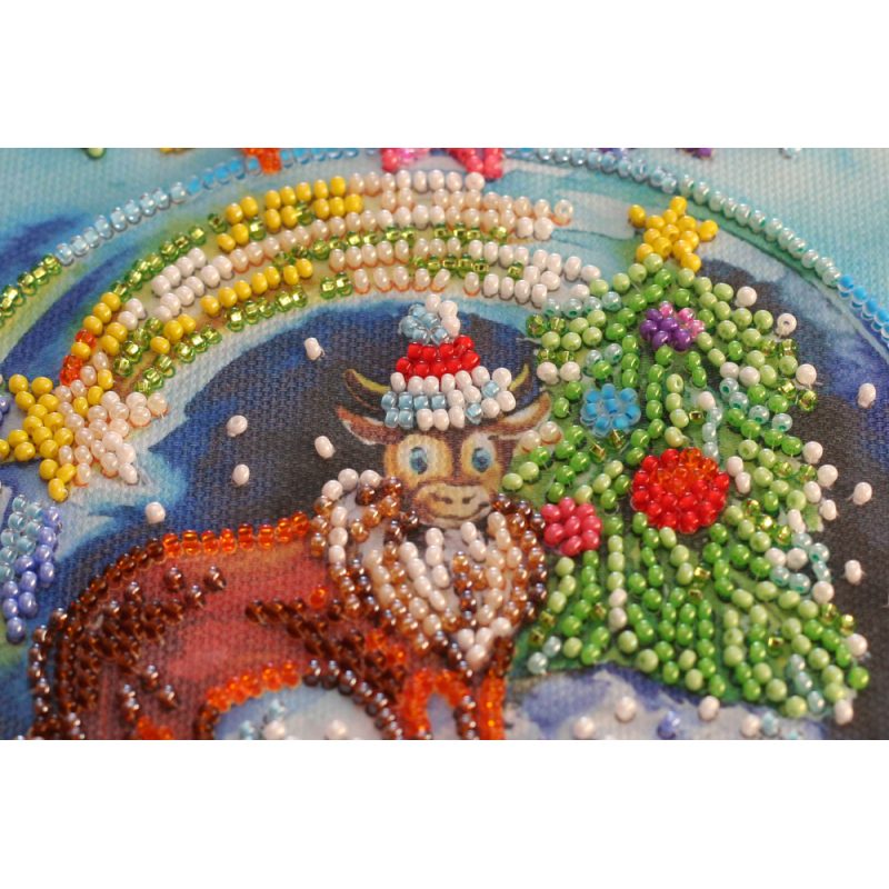 Midi Bead Embroidery Kit on Art Canvas "Happy winter"