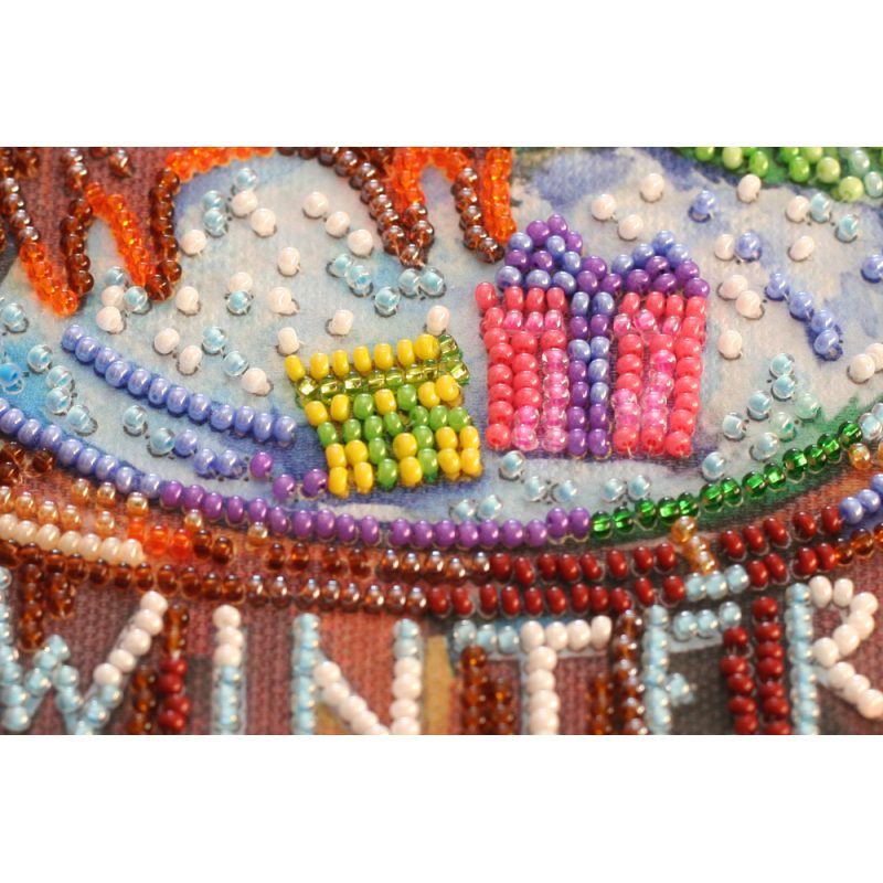 Midi Bead Embroidery Kit on Art Canvas "Happy winter"