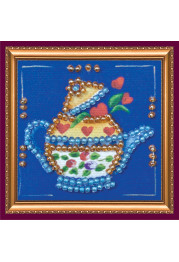 Mini Bead Embroidery Magnet Kit "Kettle on blue"