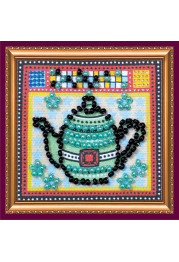 Mini Bead Embroidery Magnet Kit "Turquois kettle"