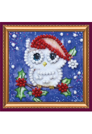 Mini Bead Embroidery Magnet Kit "Little owl and mistletoe"