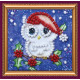 Mini Bead Embroidery Magnet Kit "Little owl and mistletoe"