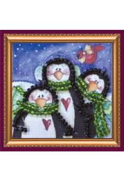 Mini Bead Embroidery Magnet Kit "Penguin family"