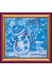 Mini Bead Embroidery Magnet Kit "Snowman and bunny"
