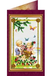 Bead Embroidery Postcard Kit "Congratulations – 1"