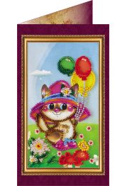 Bead Embroidery Postcard Kit "Happy Birthday – 3"