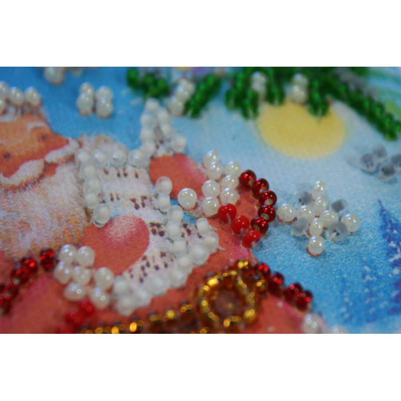 Bead Embroidery Postcard Kit "Happy New Year – 4"