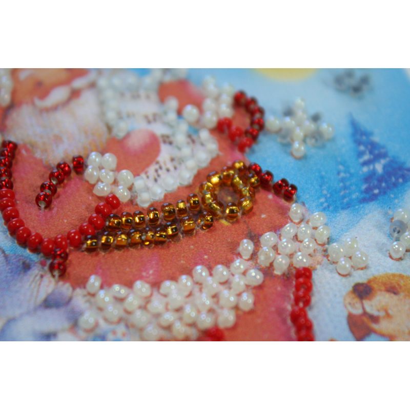 Bead Embroidery Postcard Kit "Happy New Year – 4"