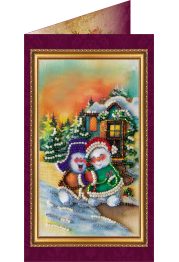 Bead Embroidery Postcard Kit "Funny Christmas – 1"