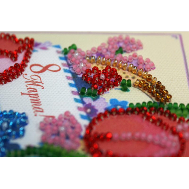Bead Embroidery Postcard Kit "Happy 8th of March (Women's Day) – 4"