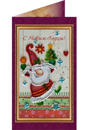 Bead Embroidery Postcard Kit "Happy New Year – 7"
