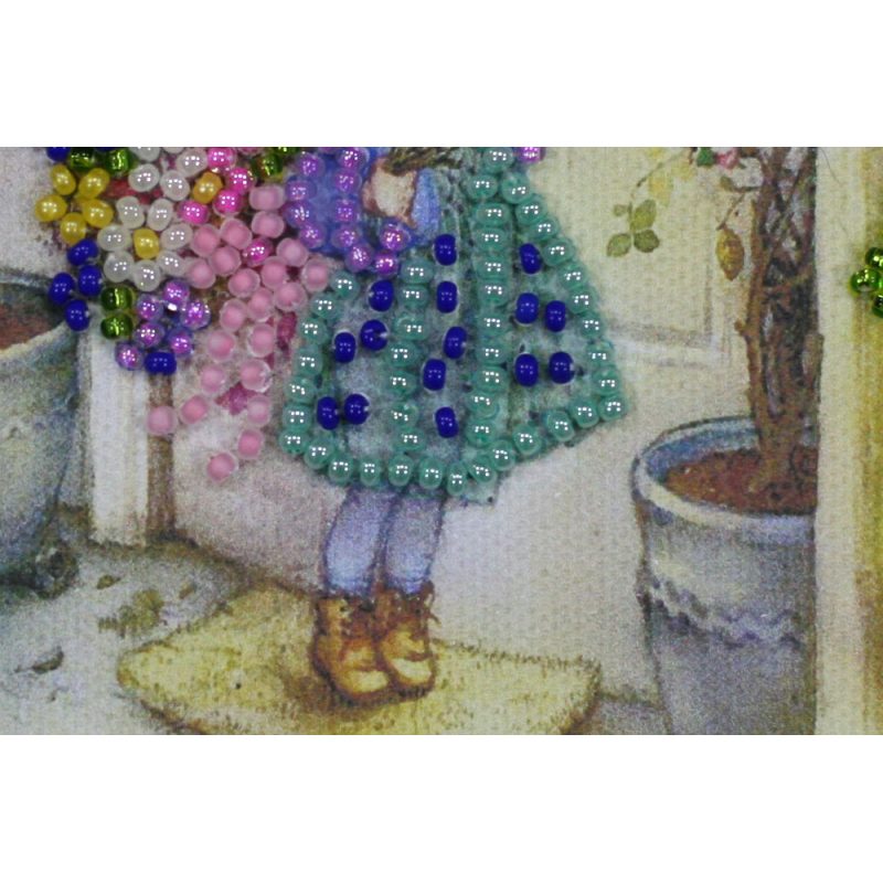 Bead Embroidery Postcard Kit "Best wishes"