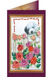Bead Embroidery Postcard Kit "Miss you – 1"
