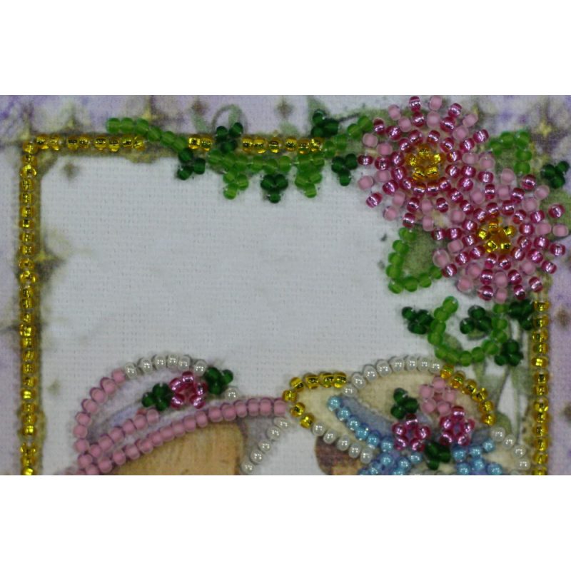 Bead Embroidery Postcard Kit "Dear playmate"