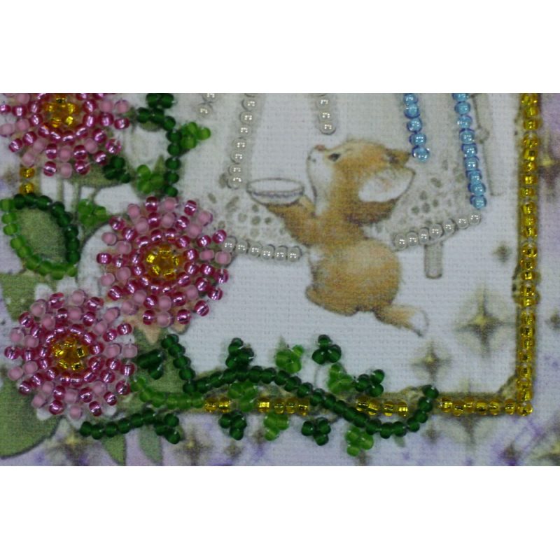 Bead Embroidery Postcard Kit "Dear playmate"