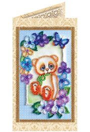 Bead Embroidery Postcard Kit "Teddy bear - 2"