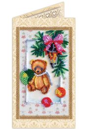 Bead Embroidery Postcard Kit "Teddy bear - 4"
