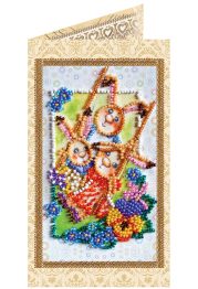 Bead Embroidery Postcard Kit "Happy family"