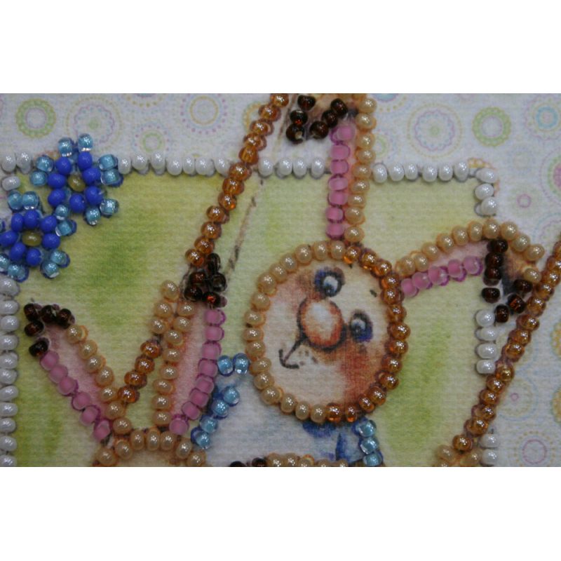 Bead Embroidery Postcard Kit "Happy family"