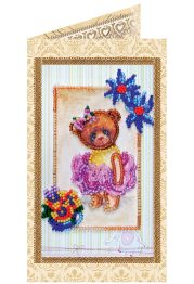 Bead Embroidery Postcard Kit "Teddy bear - 5"