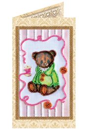 Bead Embroidery Postcard Kit "Teddy bear - 6"