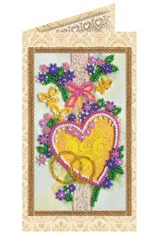 Bead Embroidery Postcard Kit "Happy Wedding – 4"
