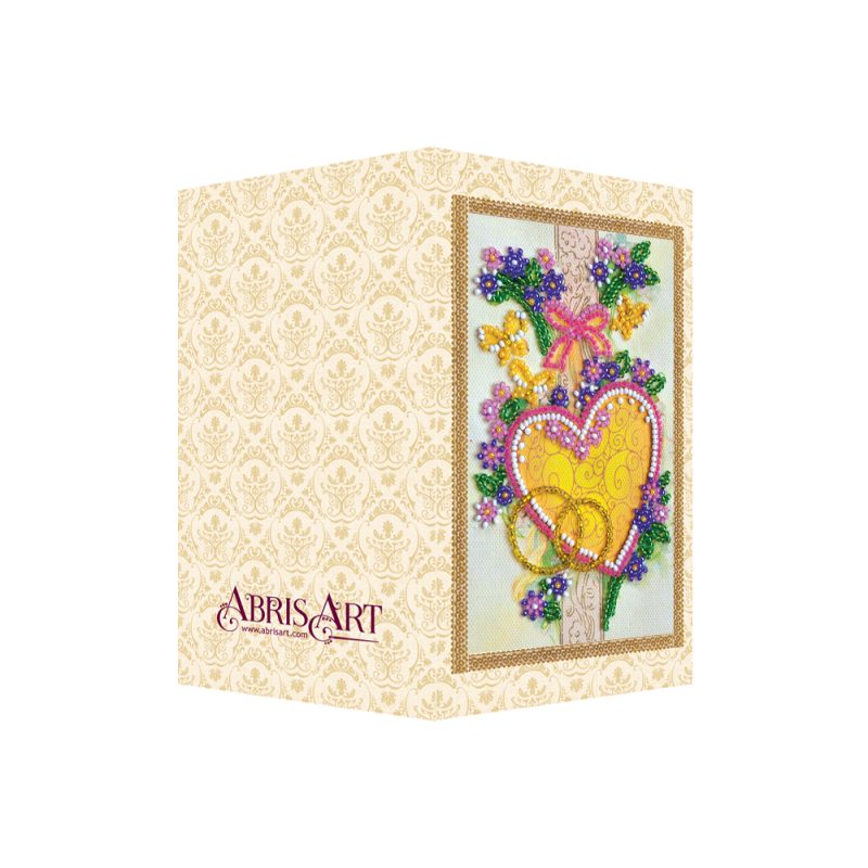 Bead Embroidery Postcard Kit "Happy Wedding – 4"