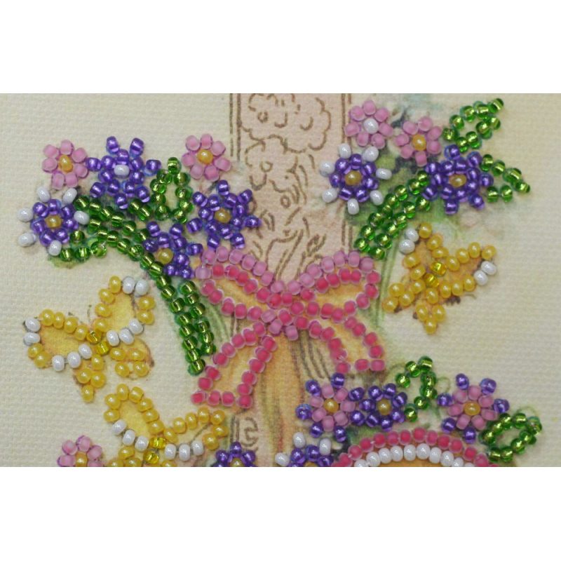 Bead Embroidery Postcard Kit "Happy Wedding – 4"