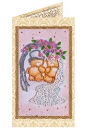 Bead Embroidery Postcard Kit "Happy Wedding – 5"