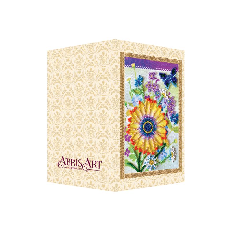 Bead Embroidery Postcard Kit "Festive bunch of flowers"