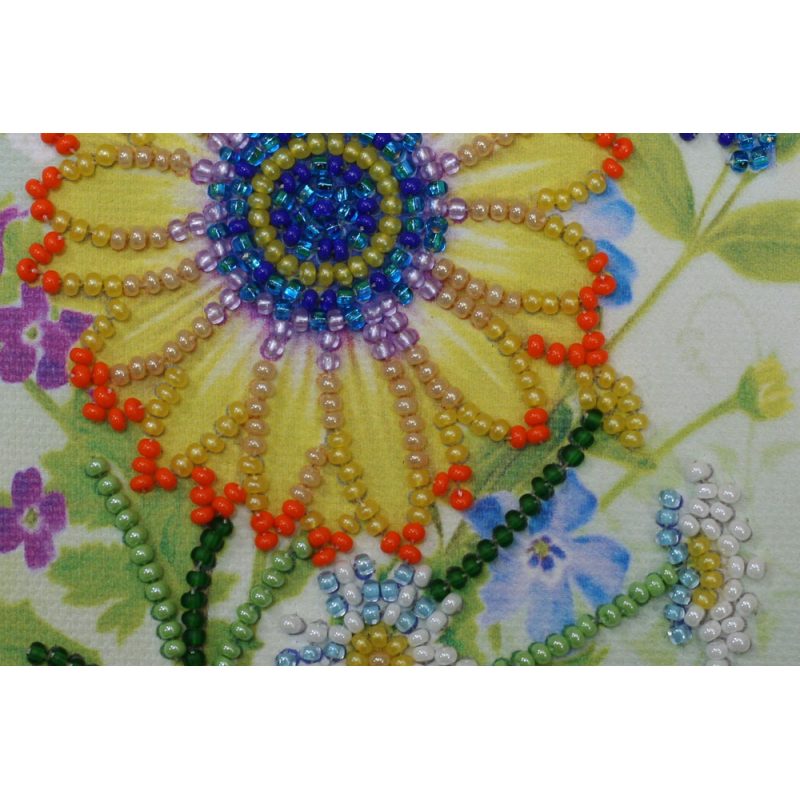 Bead Embroidery Postcard Kit "Festive bunch of flowers"