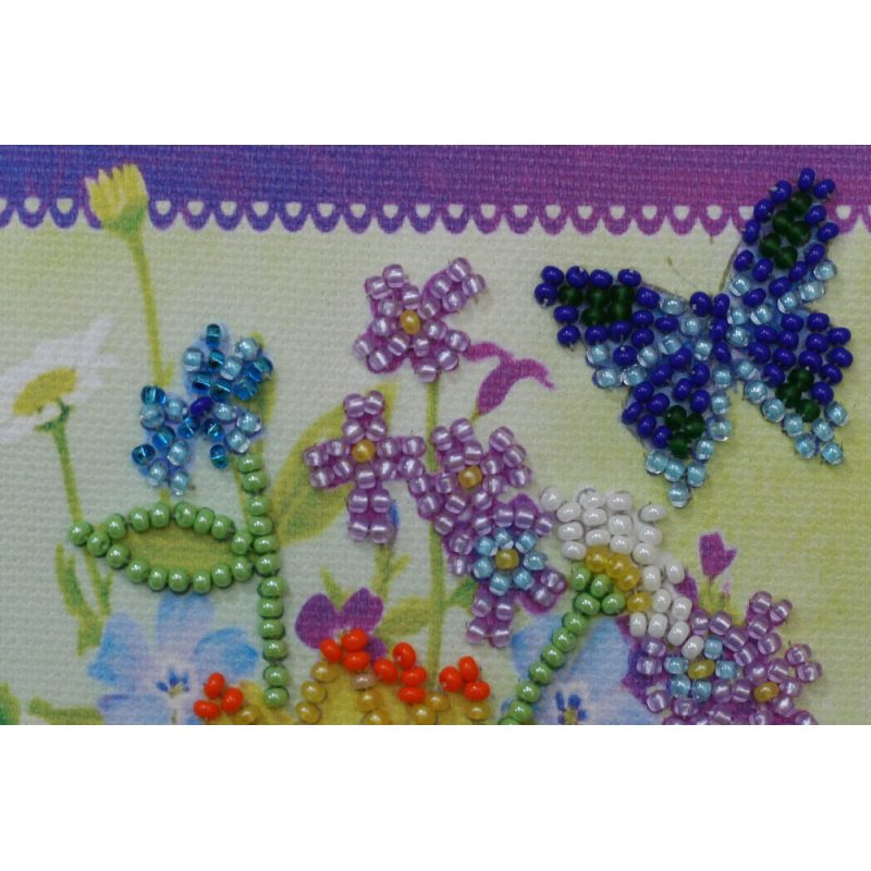 Bead Embroidery Postcard Kit "Festive bunch of flowers"