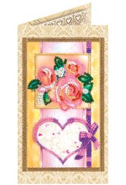 Bead Embroidery Postcard Kit "With love-4"