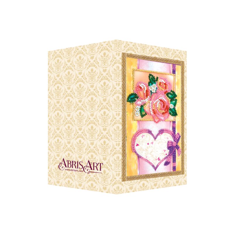 Bead Embroidery Postcard Kit "With love-4"