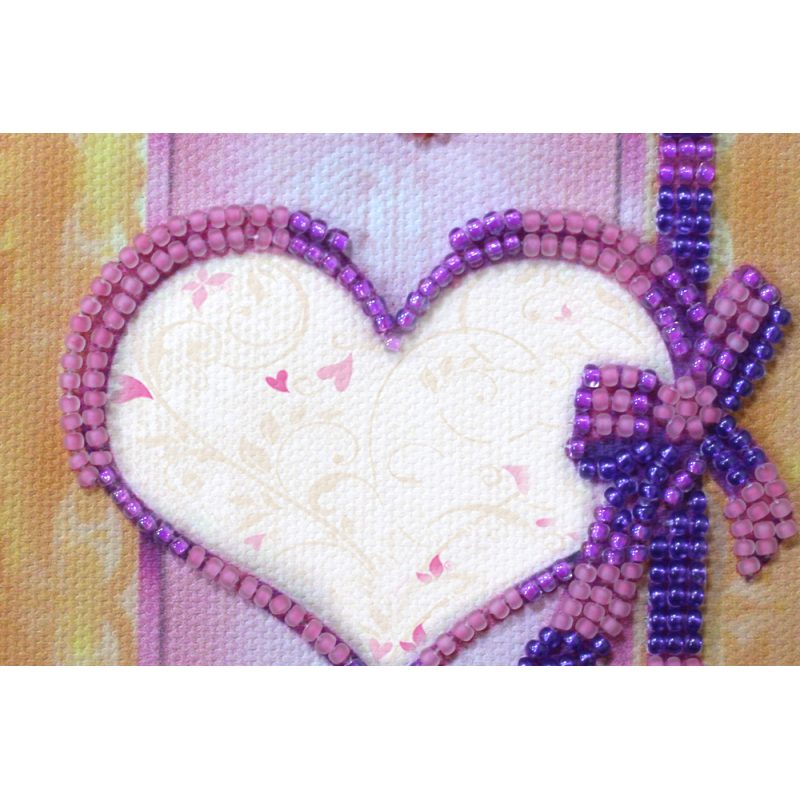 Bead Embroidery Postcard Kit "With love-4"