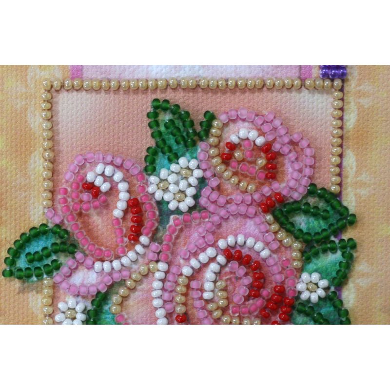 Bead Embroidery Postcard Kit "With love-4"