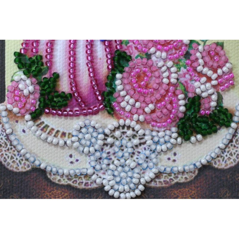 Bead Embroidery Postcard Kit "A present for the darling"