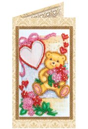 Bead Embroidery Postcard Kit "Teddy bear"