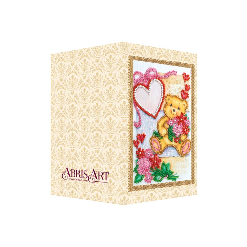 Bead Embroidery Postcard Kit "Teddy bear"