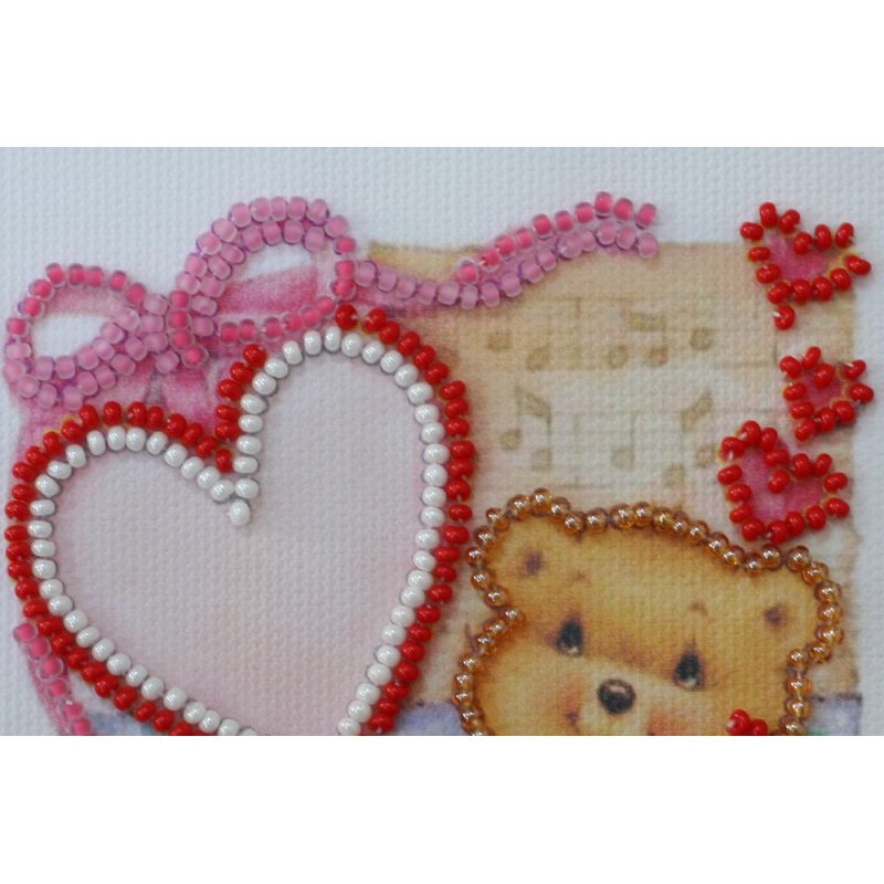 Bead Embroidery Postcard Kit "Teddy bear"