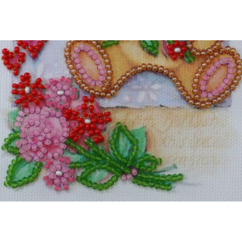 Bead Embroidery Postcard Kit "Teddy bear"