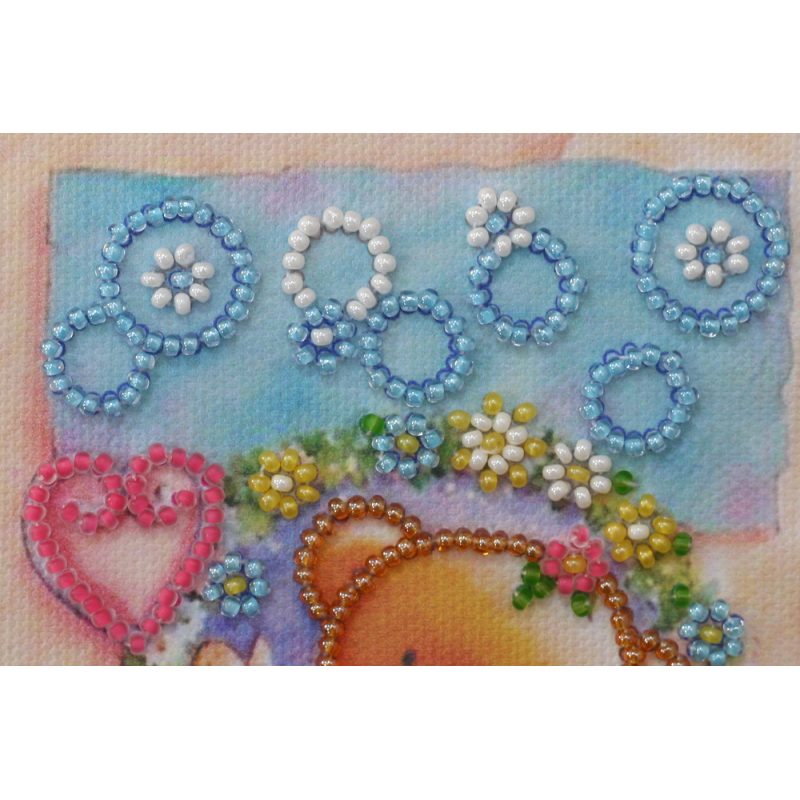 Bead Embroidery Postcard Kit "A clearing in the flowers"