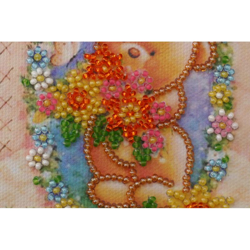 Bead Embroidery Postcard Kit "A clearing in the flowers"