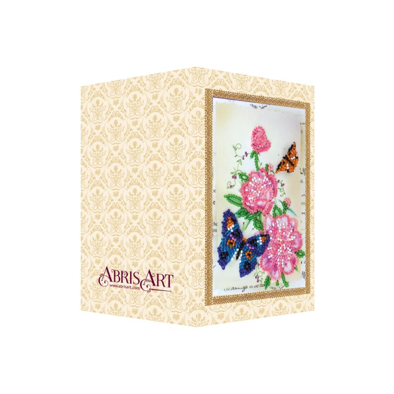 Bead Embroidery Postcard Kit "Flowers and butterfly"