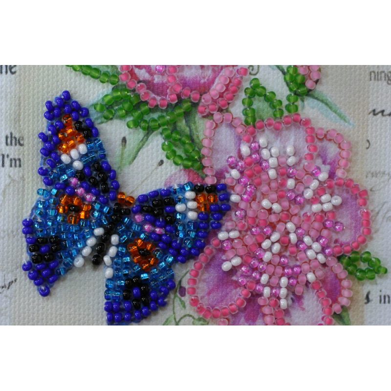 Bead Embroidery Postcard Kit "Flowers and butterfly"