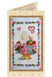 Bead Embroidery Postcard Kit "Flowers by angel"