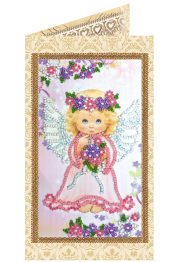 Bead Embroidery Postcard Kit "Lovely angel"