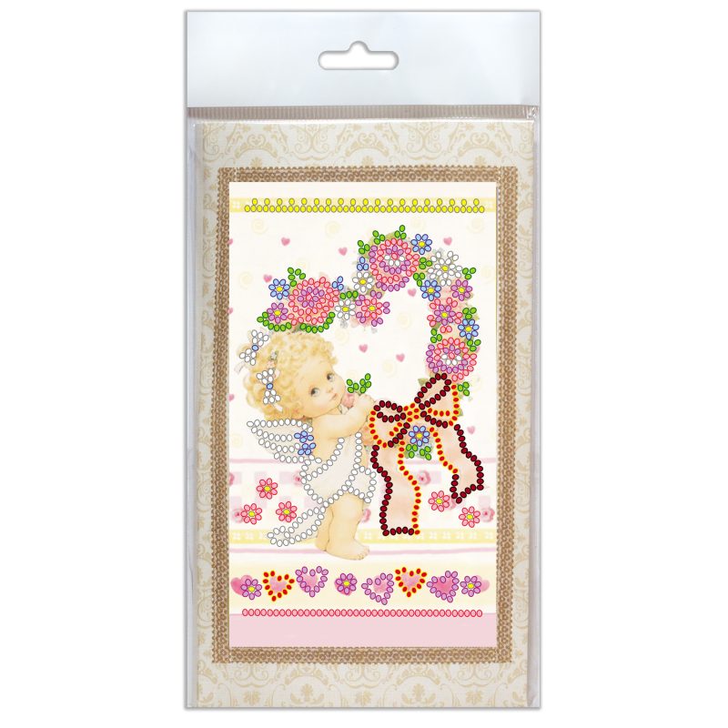 Bead Embroidery Postcard Kit "Mischievous cupid"